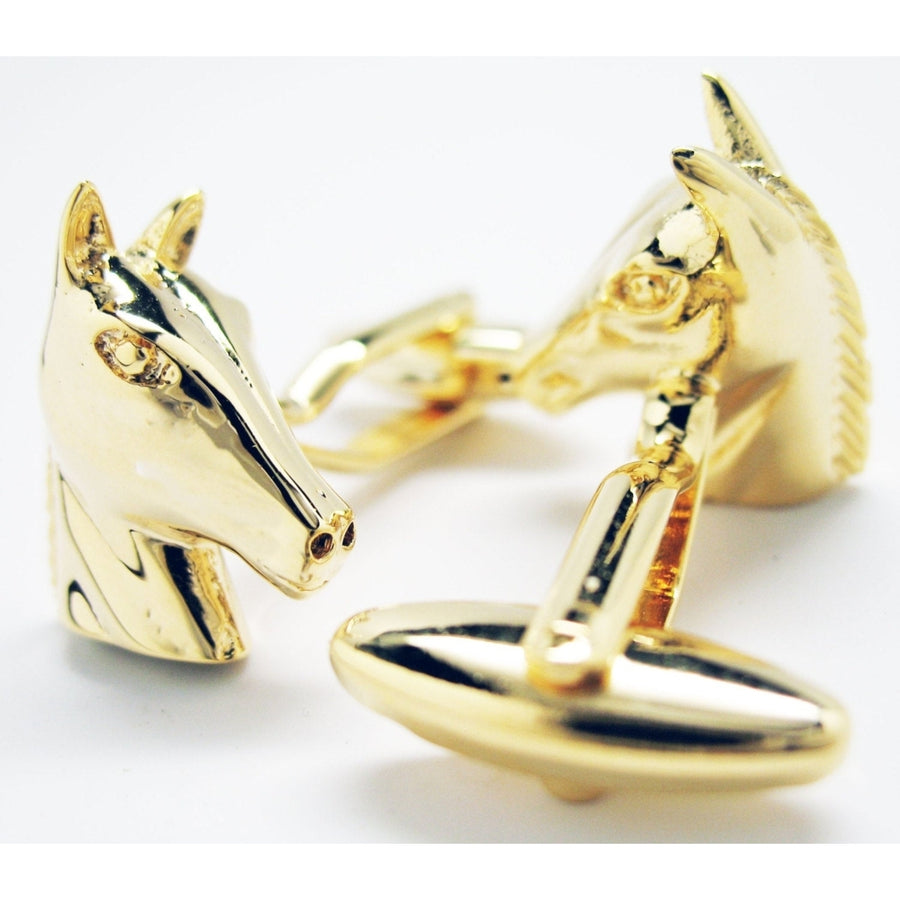 Stable Horse Cufflinks Gold Tone Head Mustang  Cuff Links Image 1