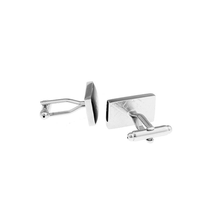 Groom Cufflinks Wedding Jewelry for Men Gift for Groom Black Enamel with Silver Tone Cuff Links  Great for Weddings Big Image 4