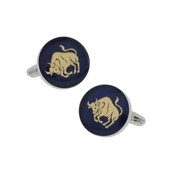 Carpicorn Zodiac Sign Cufflinks Deep Blue Enamel Gold Tone Symbol from Astrology Cuff Links Comes with Gift Box Image 1