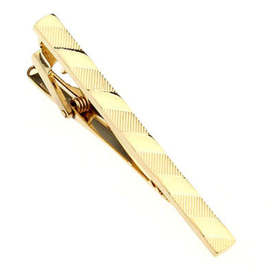 Tie Clip Gold Tone Mixed Metal Repeating Repp Stripe Tie Bar Dress Tie Clip Image 1