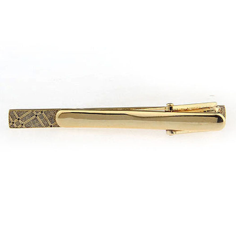 Tie Clip Gold Tone Mixed Metal Repeating Repp Stripe Tie Bar Dress Tie Clip Image 2