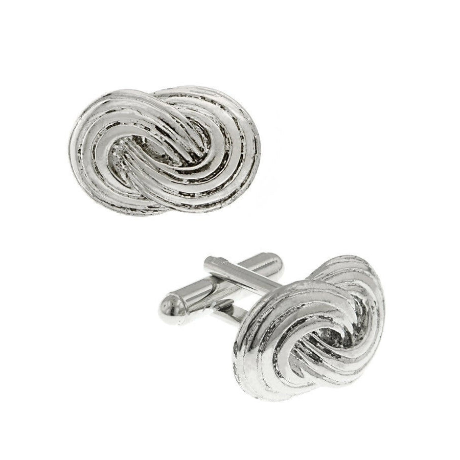 Wedding Cufflinks Infinity Knot Silver Cufflinks Grooved Silver Tone Knotted Perfect for Weddings Show Your Everlasting Image 1