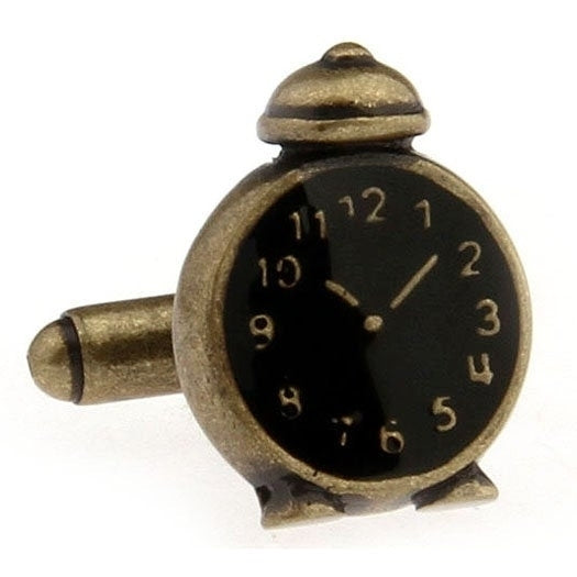 Alarm Clock Cufflinks Unique Rustic Antique Looking Comes with Gift Box Cool Fun Unique Cuff Links Non Working Movements Image 1
