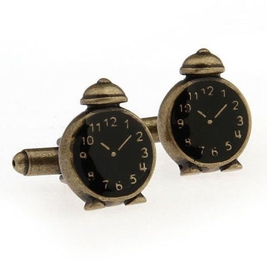 Alarm Clock Cufflinks Unique Rustic Antique Looking Comes with Gift Box Cool Fun Unique Cuff Links Non Working Movements Image 2