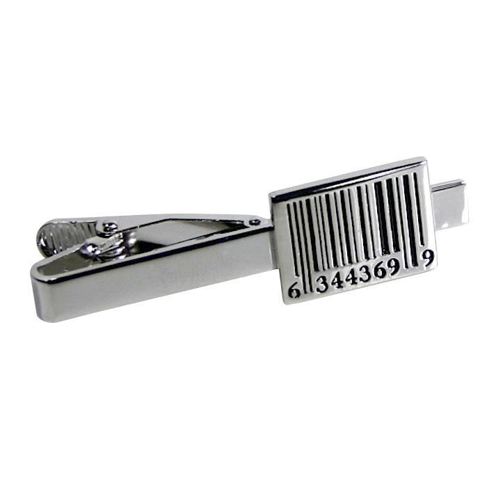 Bar Code Tie Clip Tie Bar Silver Tone Very Cool Comes with Gift Box Image 1