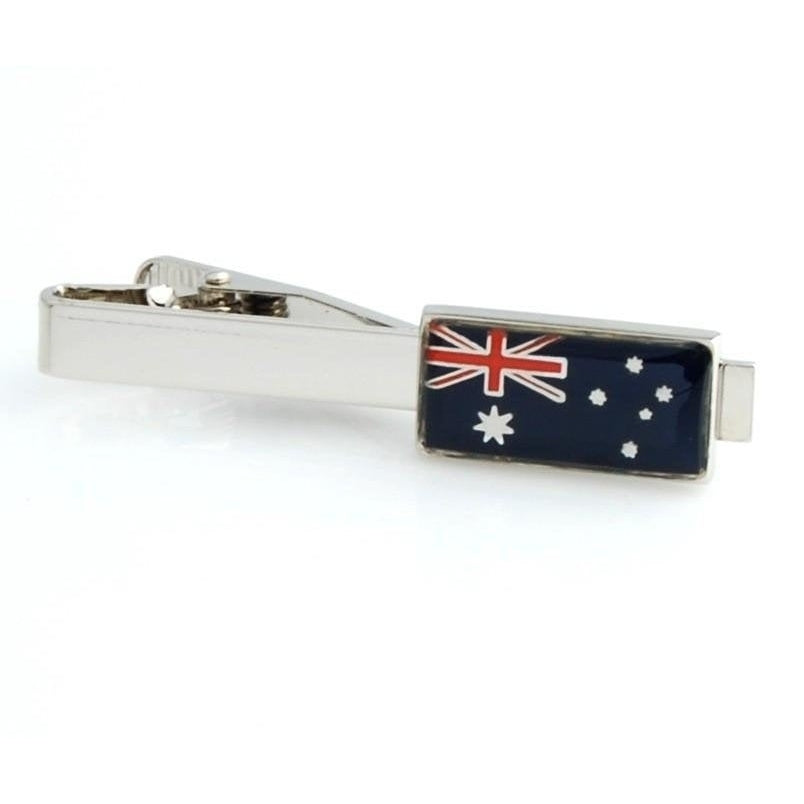 Australia Flag Tie Clip Tie Bar Silver Tone Very Cool Comes with Gift Box Image 1