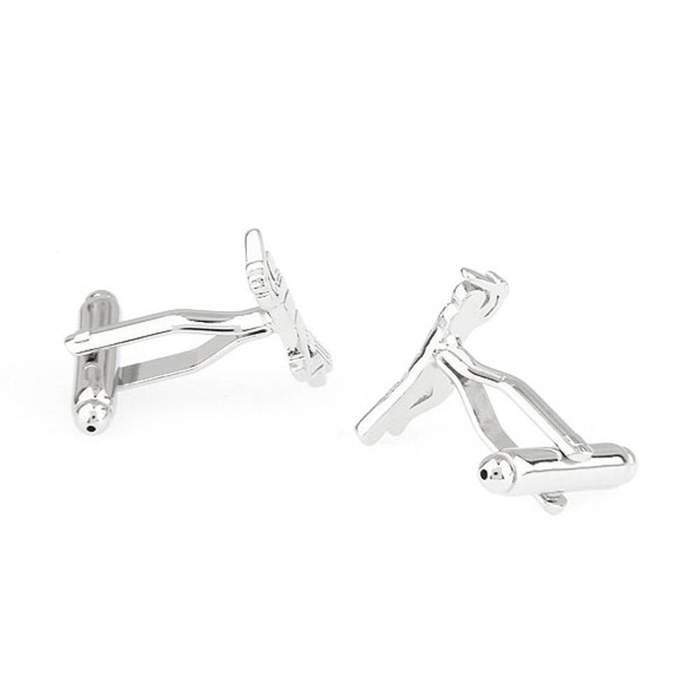 Cricket Player Cufflinks Silver Tone Deluxe Finish Sport Fun Cool Cuff Links Comes with Gift Box Image 2