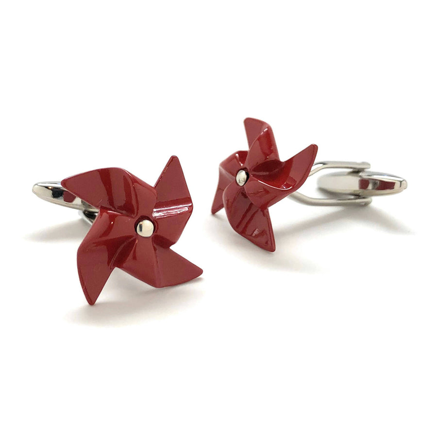 Pin Wheel Cufflinks Real Spinning Working Red Cuff Links Movement Cool Fun Unique Comes with Gift Box White Elephant Image 1