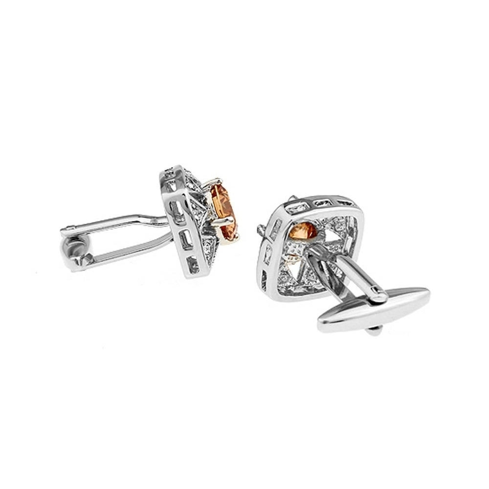 Santa Fe Silver Stars Cufflinks Light Point Orange Emotional Energy Crystal Cool Cuff Links Comes with Gift Box Image 2