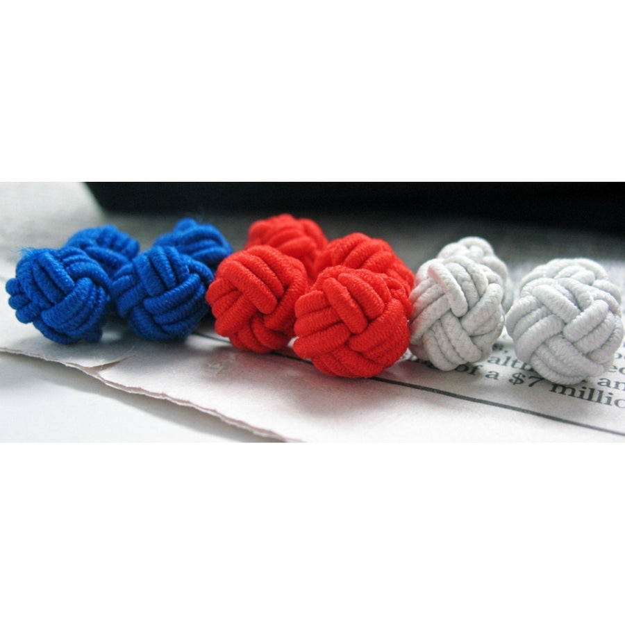 Patriotic Silk Knot Cufflinks Brave White Couragous Red Boonie Blue Bound Cuff Links Image 1