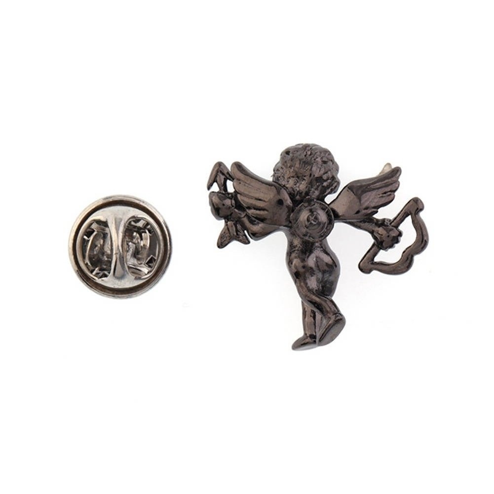 Enamel Pin Cupid Lapel Pin Gunmetal Love Potion Number 9 Cupid Arrow Tie Tack Image 2