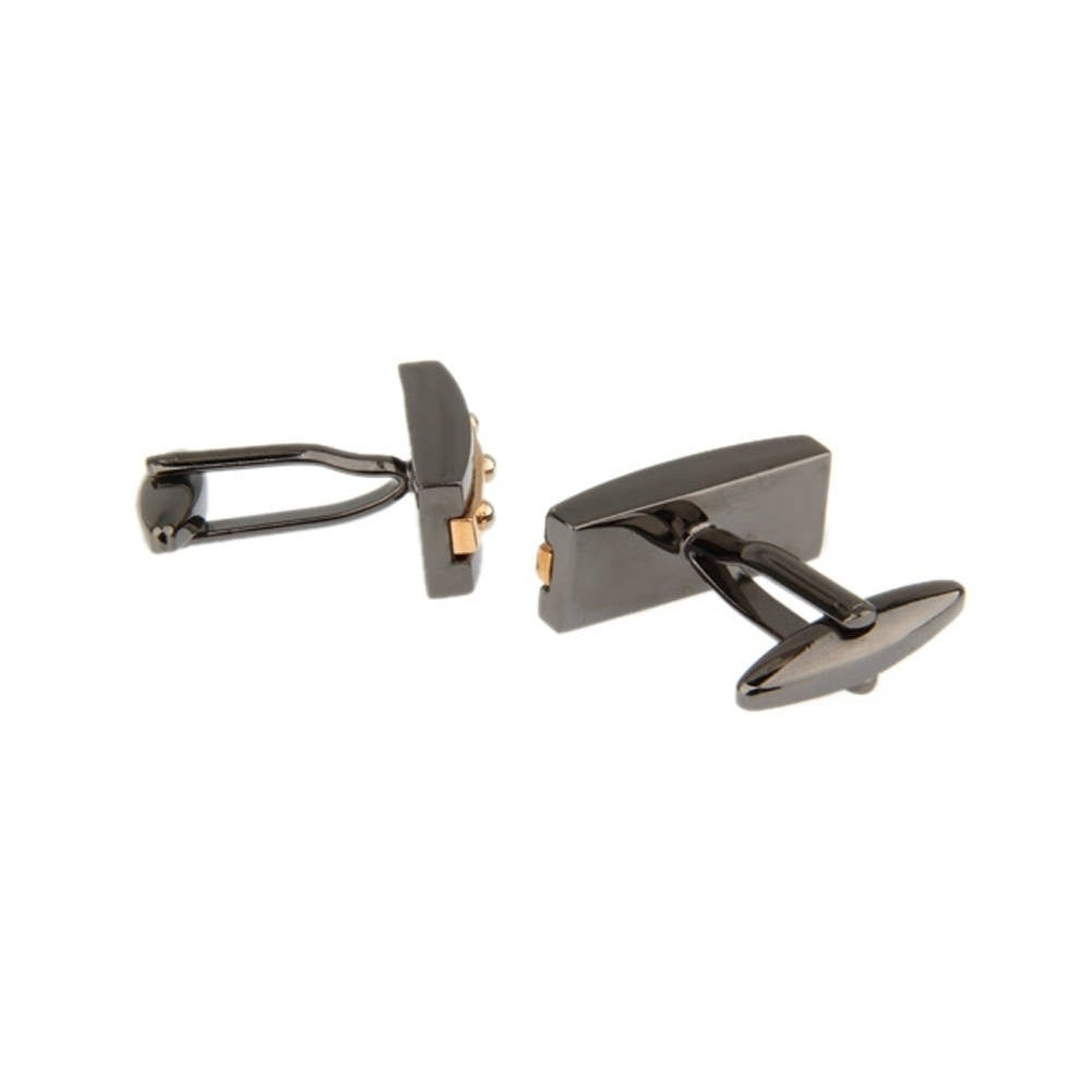 Gunmetal Gold Tone Rivets Design Cufflinks Gunmetal Tone 3D Design Heavy Detailed Cuff Links Comes with Gift Box Image 2