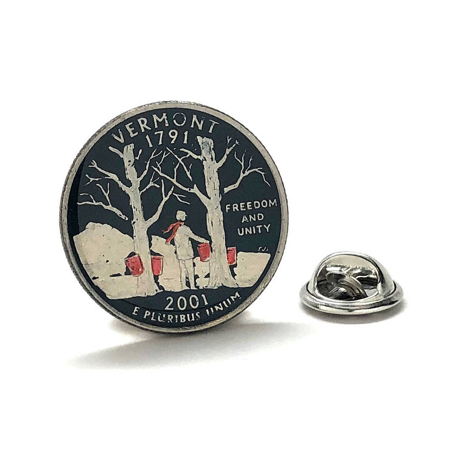 Enamel Pin Collector Hand Painted Vermont State Quarter Enamel Coin Lapel Pin Tie Tack Travel Souvenir Coins Keepsakes Image 1