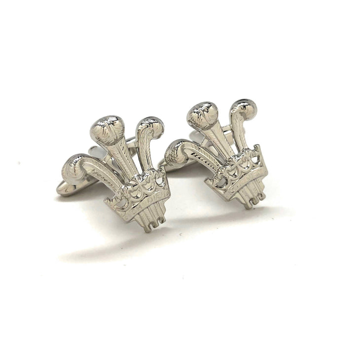 Prince of Wales Cufflinks Silver Royal Heraldry Symbolism Wales England Welsh Regiments of the British Army Cuff Links Image 1
