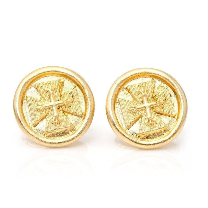 Byzantine Cross Cufflinks Gold Tone Cuff Links Image 1