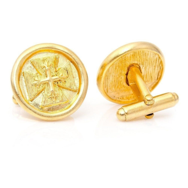 Byzantine Cross Cufflinks Gold Tone Cuff Links Image 2