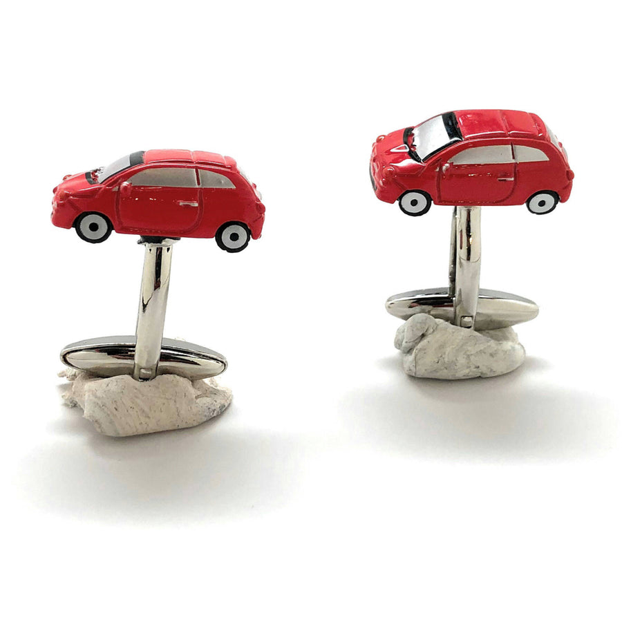 Red Car Cufflinks Bright Red Enamel Fun Detail Mini Van Fun Jewelry Cuff Links Image 1