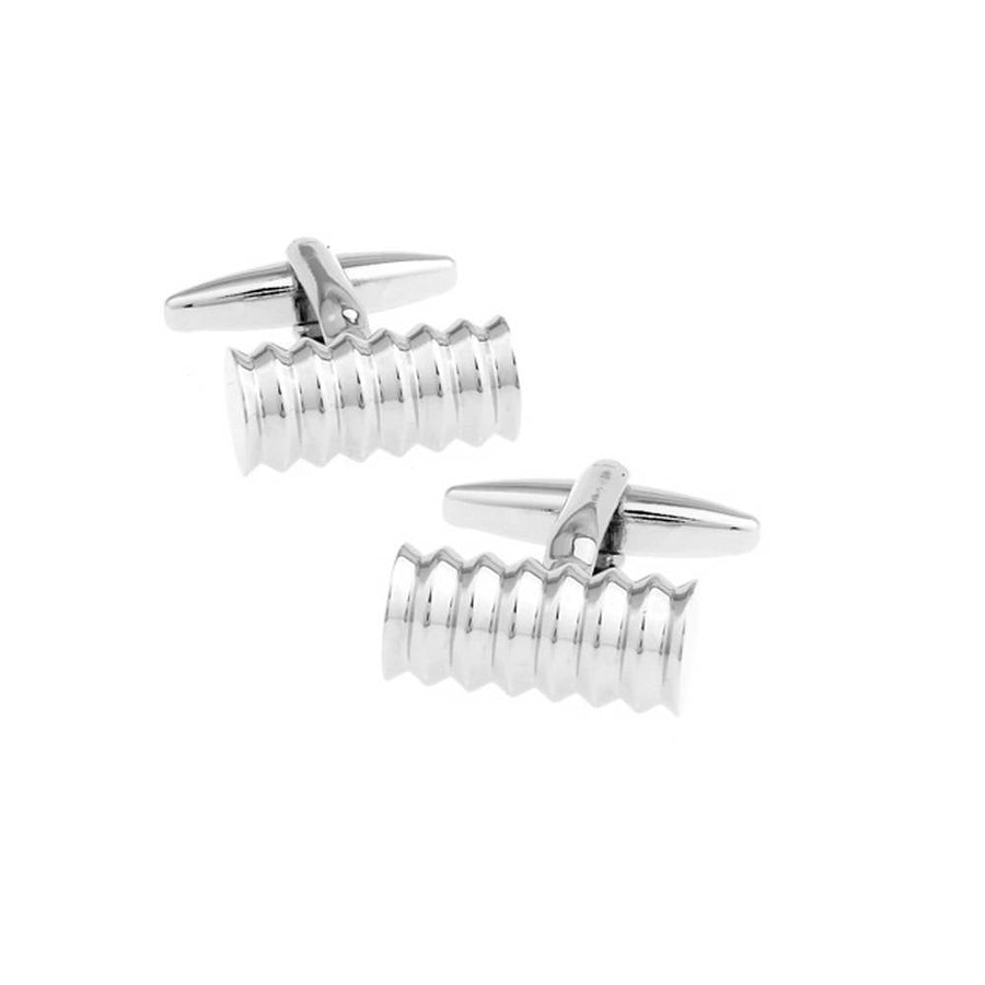 Round Thread Cylinder Cufflinks Grooved Designed Detailed Cool Classic Look Head Turner Cuff Links with Gift Box Image 1