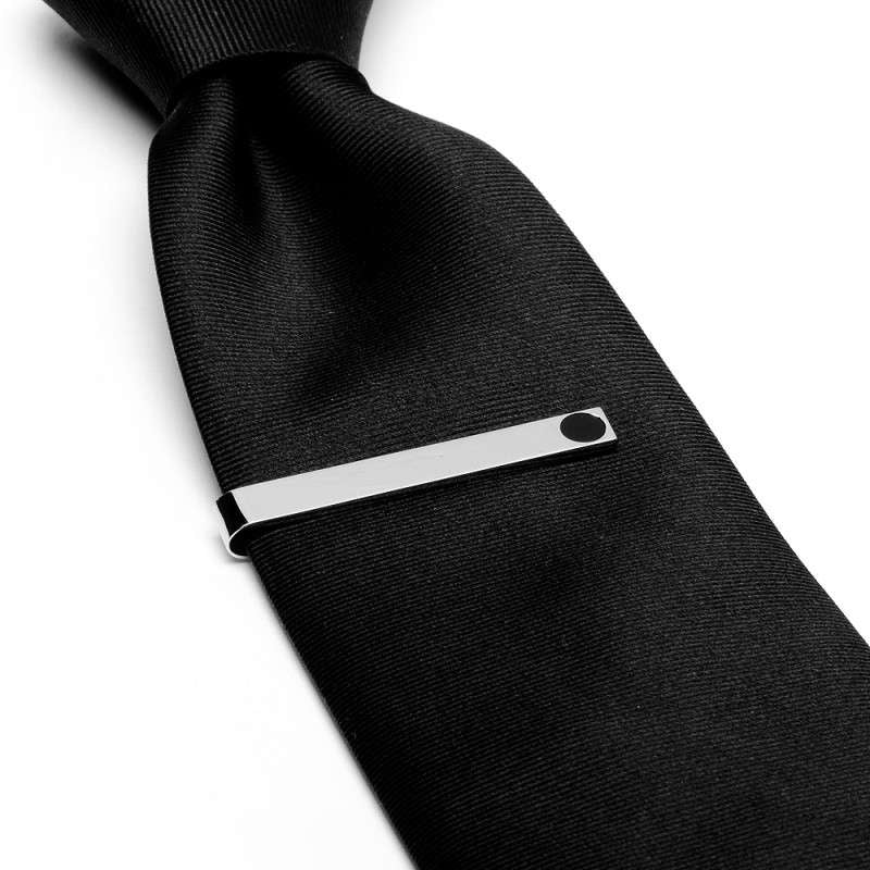 Tie Bar Simple Silver with a Simple Onyx Stone at the End Blakes Tie Bar Formal Wear Fathers Day Gifts Unique Jewelry Image 2