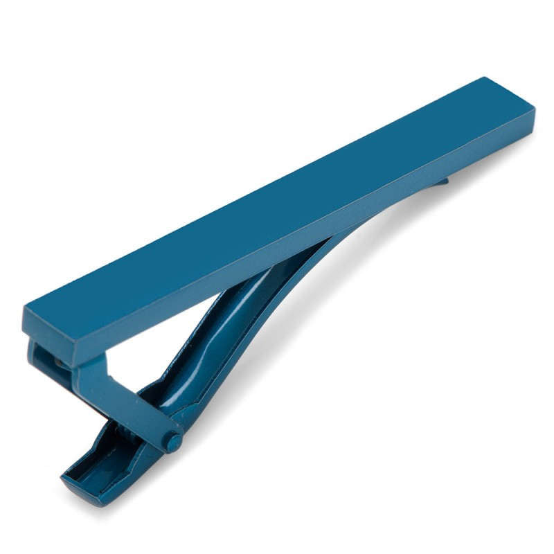 Unique Cyan Blue Stainless Steel Tie Clip Tiebar Bar Formal Wear Image 1