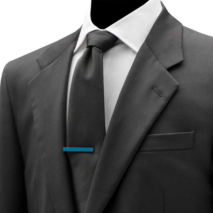 Unique Cyan Blue Stainless Steel Tie Clip Tiebar Bar Formal Wear Image 3