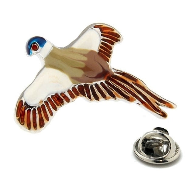 Flying Pheasant Enamel Pin Game Bird Pin Lapel Pin Color Head Tie Tack Collector Pin 3D Design Pheasant Hunting Image 1