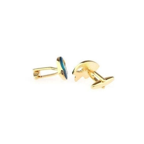 Gold Turquoise Colored Angelfish Saltwater Fish Ocean Reef Cufflinks Cuff Links Image 3