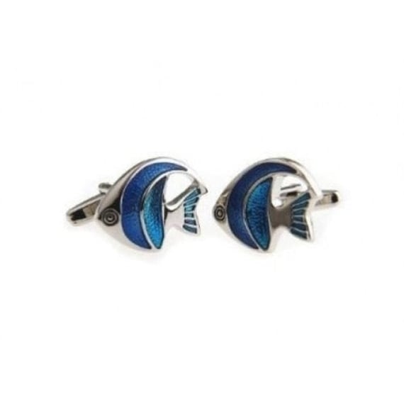 Silver Blue Angelfish Saltwater Fish Ocean Reef Cufflinks Cuff Links Image 2