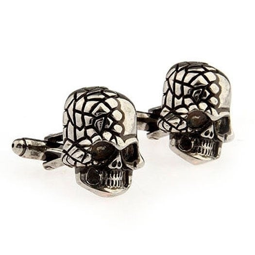 Crackle Head Skull Cufflinks Skull Halloween Cuff Links Novelty Fun Part Cool Comes with Gift Box Image 2