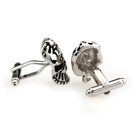 Silver Egg Head Skull Cufflinks Skull Halloween Cuff Links Novelty Fun Part Cool Comes with Gift Box Image 3