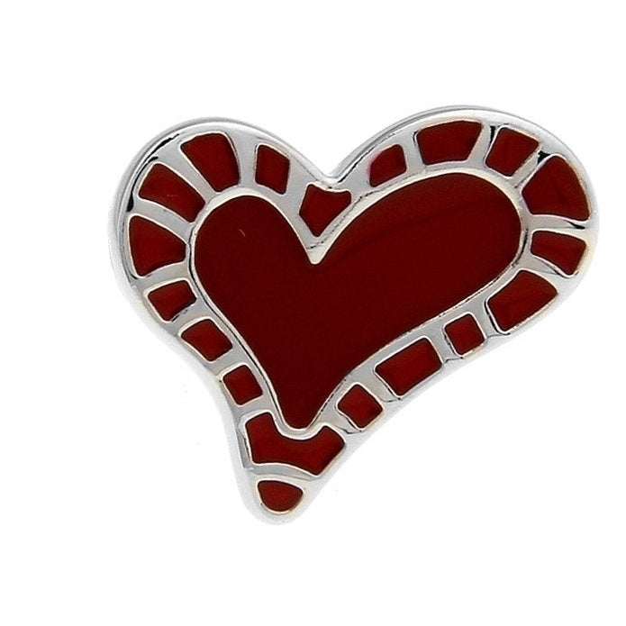 Enamel Pin Red Heart Lapel Pin Red Enamel Heart Tie Tack Collector Pin Love Valentines Day Lovers Enamel with Silver Image 2