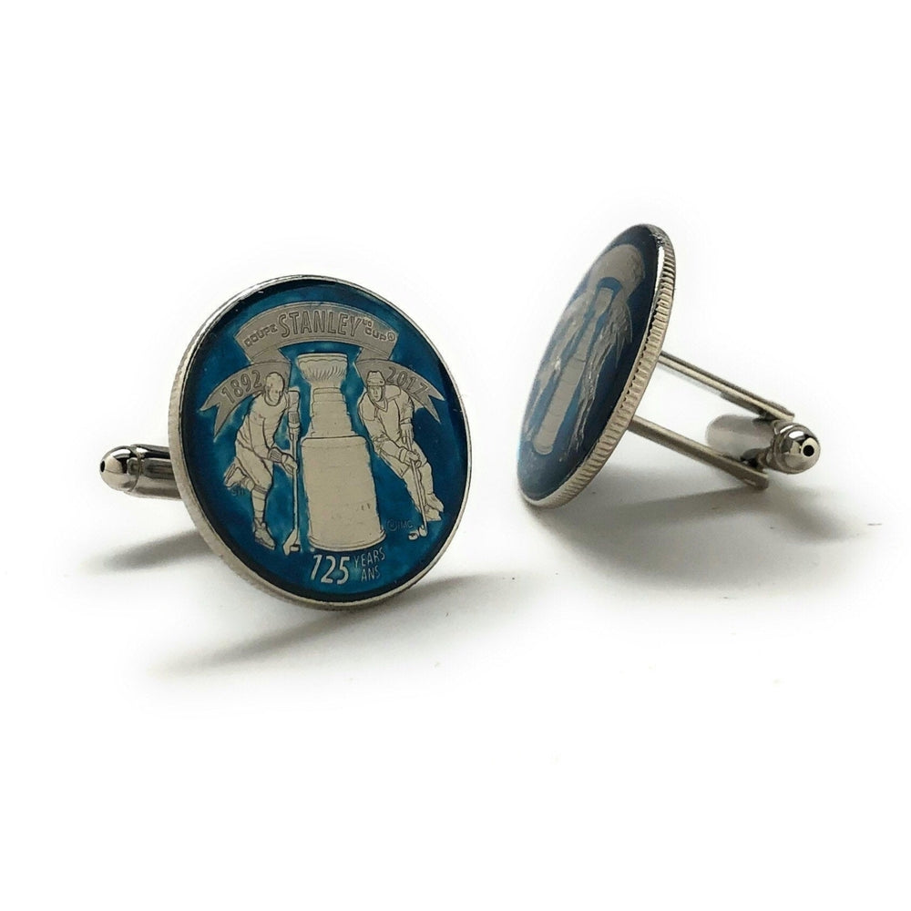 Enamel Cufflinks Hand Painted St. Louis blues Edition NHL Ice Hockey Stanley Cup Trophy Winner 20017 Canadian Quarter Image 2
