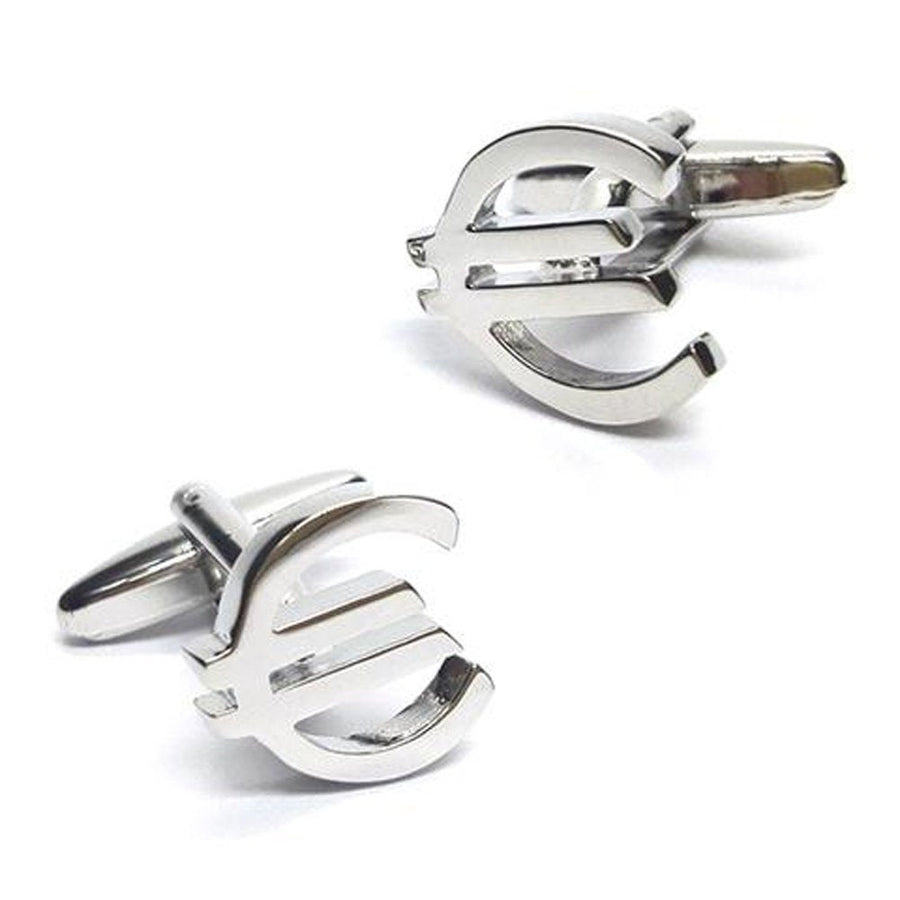 Unique SIlver Euro Symbol Currency Banker Financial Cufflinks Cuff links Image 1