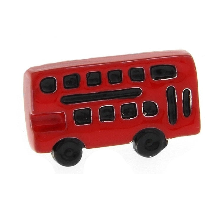 Enamel Pin Double Decker Bus Lapel Pin Silver Red Black Enamel Tie Tack Collector Pin London Bus UK United Kingdom Comes Image 2