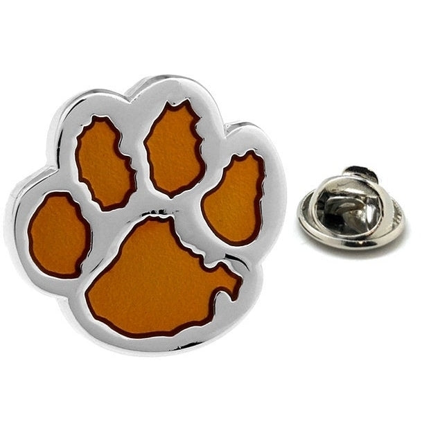Enamel Pin Orange Dog Paw Lapel Pin Silver Orange Enamel Tie Tack Collector Pin Animal Lover Animal Paw Dog Cat Comes Image 1