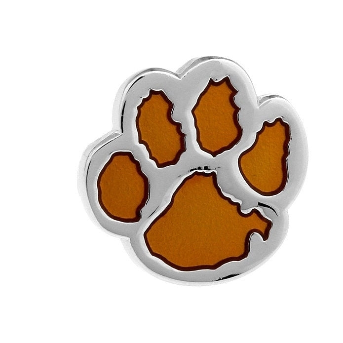 Enamel Pin Orange Dog Paw Lapel Pin Silver Orange Enamel Tie Tack Collector Pin Animal Lover Animal Paw Dog Cat Comes Image 2