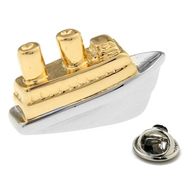 Enamel Pin Cruise Ship Lapel Pin Silver Gold  Ocean Liner Tie Tack Collector Pin Ship Ocean Travel Boat Comes with Gift Image 1