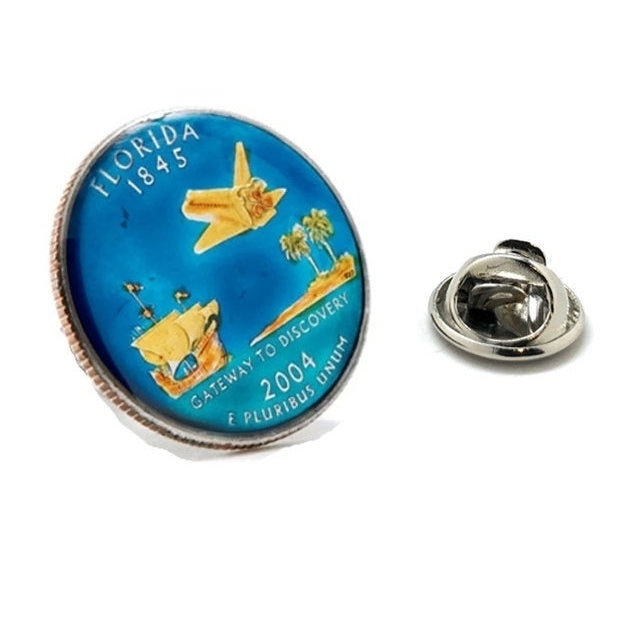 Enamel Pin Hand Painted Florida State Blue Quarter Lapel Pin Tie Tack Collector Pin Travel Souvenir Enamel Coin Image 1
