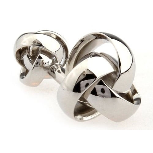 Double Silver Knots Straight Post Cufflinks Cuff Links Image 1