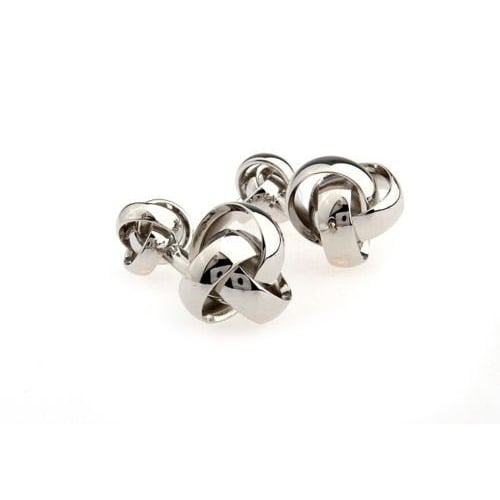 Double Silver Knots Straight Post Cufflinks Cuff Links Image 2