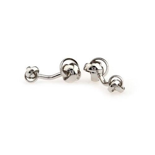 Double Silver Knots Straight Post Cufflinks Cuff Links Image 3