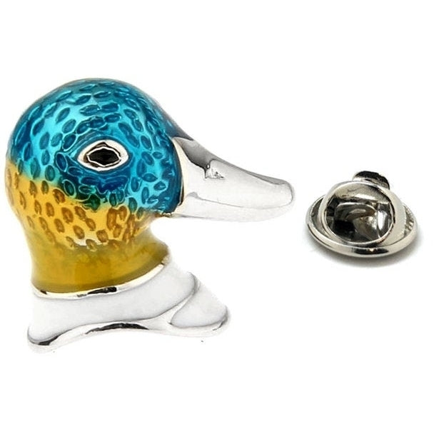 Duck Enamel Pin Duck Head Lapel Pin Tie Tack Collector Pin Blue Orange White Enamel Duck Head 3D Design for the Hunter Image 1