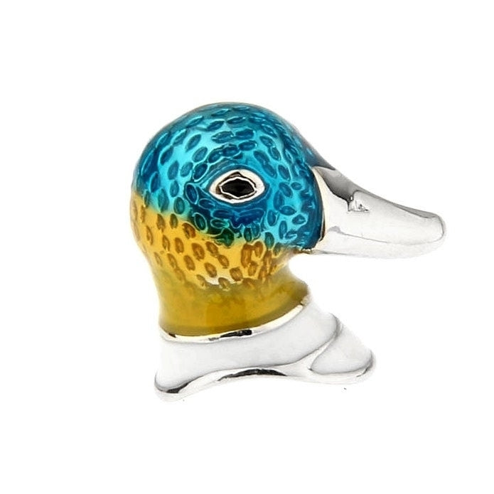 Duck Enamel Pin Duck Head Lapel Pin Tie Tack Collector Pin Blue Orange White Enamel Duck Head 3D Design for the Hunter Image 2