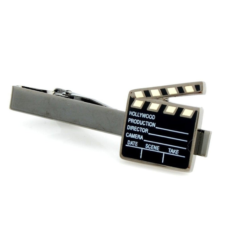 Clapperboard Hollywood Movie Tie Clip Tie Bar Silver Tone Very Cool Comes with Gift Box Image 1