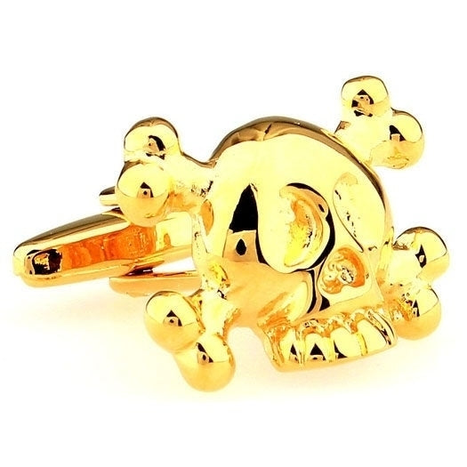 Dead Mans Gold Buck Tooth Pirate Skull Crossbones Cufflinks Cuff Links Image 2