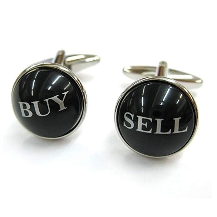 Buy Low Sell High Cufflinks Round Domed Black Stock Brokers Financial Cuff links Mens Cufflinks Cool Guy Gifts Image 1