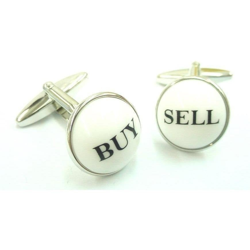 Buy Low Sell High Cufflinks Round Domed White Stock Brokers Financial Cuff links Mens Cufflinks Cool Guy Gifts Image 1