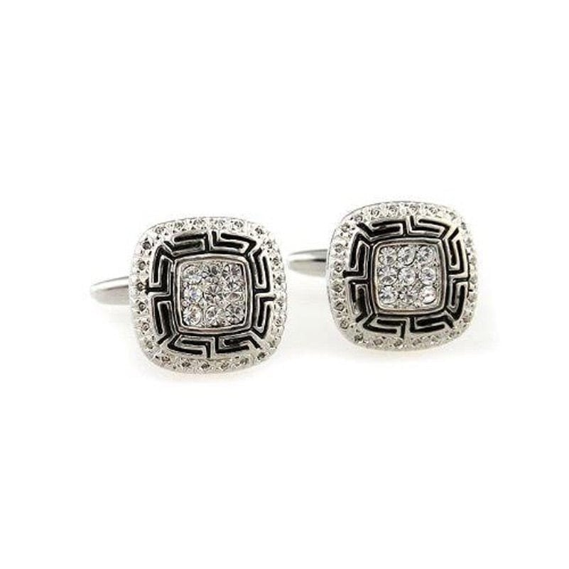 Silver Framed Byzantine Cufflinks Cut Crystal Formal Wear Great Design Fun Cool Cuff Linkss Image 1
