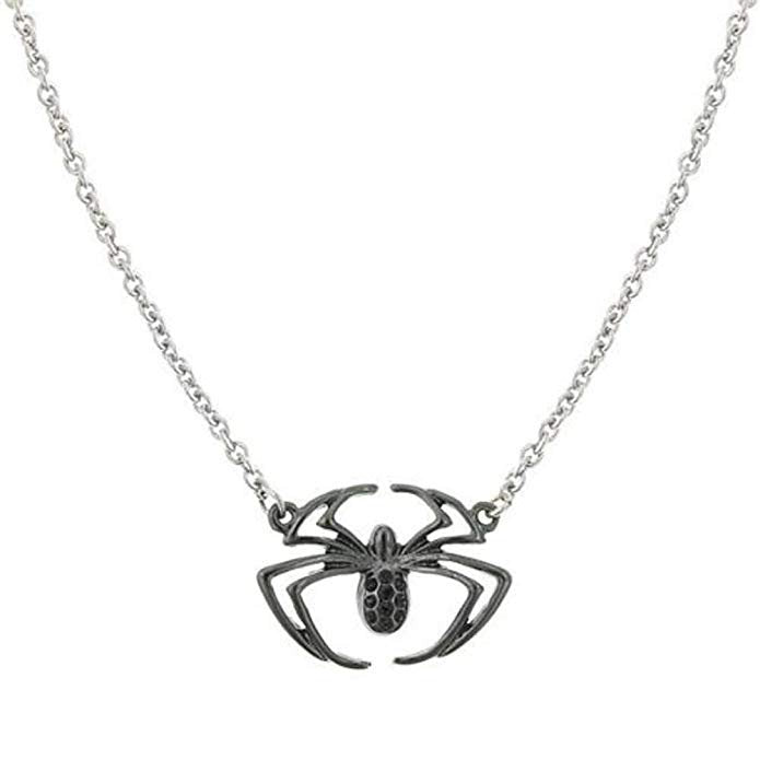 Spider Necklace Black Spider with Black Crystals Necklace Super hero vintage jewelry Image 1