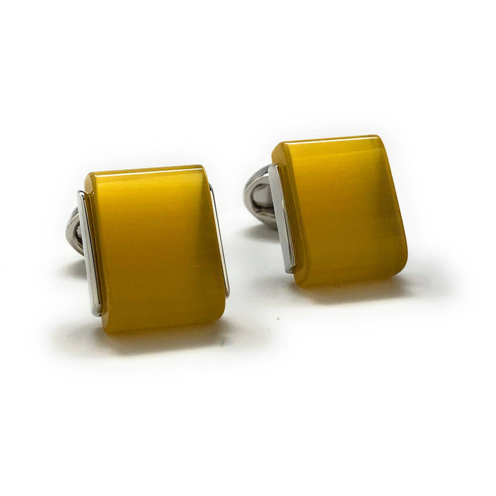 Amber Creek Slip Stone Polished Wedge Cufflinks Cuff Links Whale Tail Backing Comes with Box Image 1